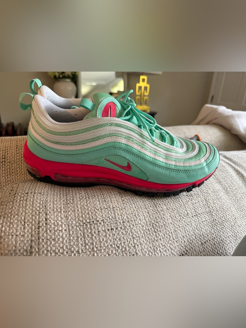 Nike Air Max 97, teal and red